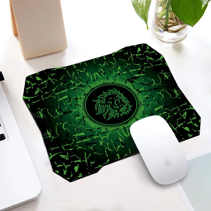 Office gaming mouse pad with rubber cloth construction and roar pattern in orange colour