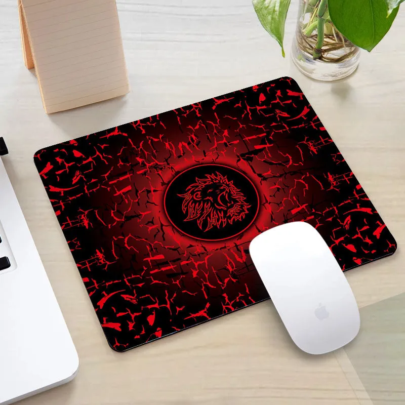 Office gaming mouse pad with rubber cloth construction and roar pattern in orange colour