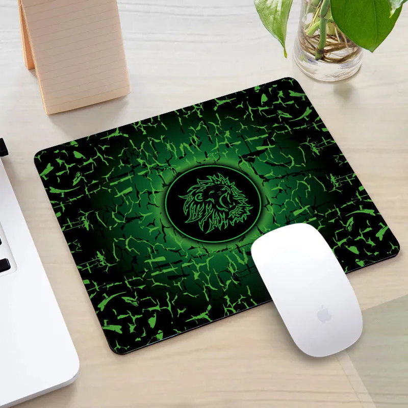 Office gaming mouse pad with rubber cloth construction and roar pattern in orange colour