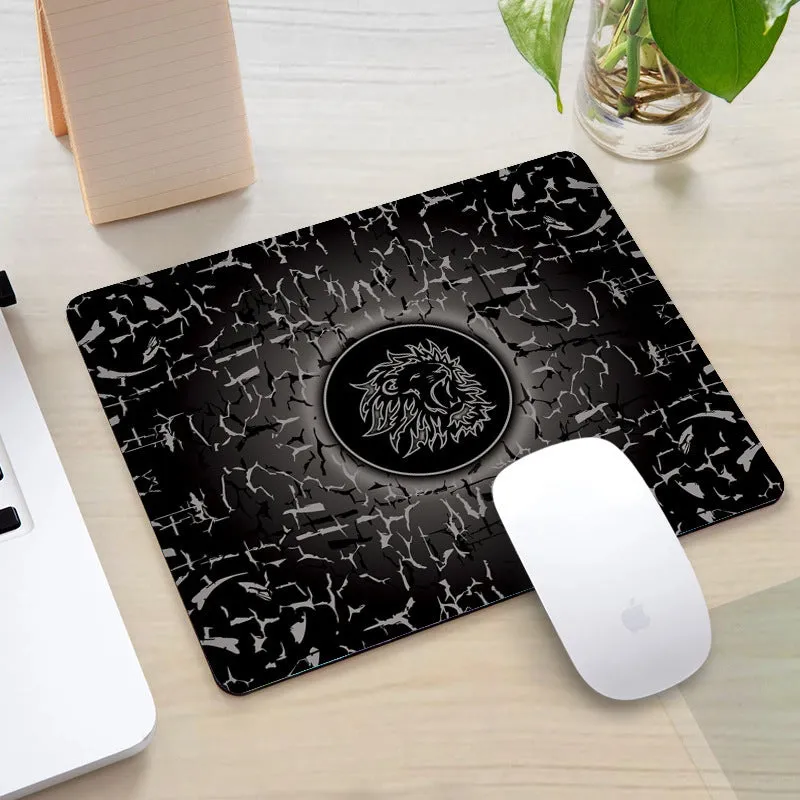 Office gaming mouse pad with rubber cloth construction and roar pattern in orange colour