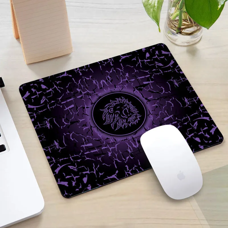 Office gaming mouse pad with rubber cloth construction and roar pattern in orange colour