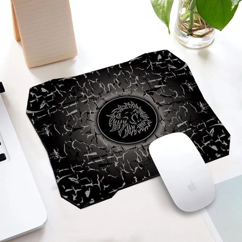 Office gaming mouse pad with rubber cloth construction and roar pattern in orange colour