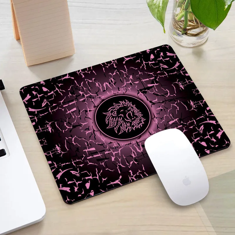 Office gaming mouse pad with rubber cloth construction and roar pattern in orange colour