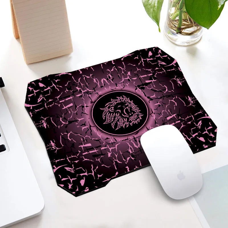 Office gaming mouse pad with rubber cloth construction and roar pattern in orange colour