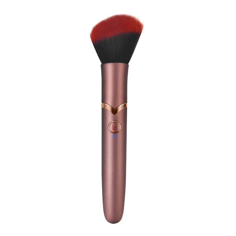 Women's beauty vibrator cosmetics brush massage toy in black with USB recharge port and one-button control