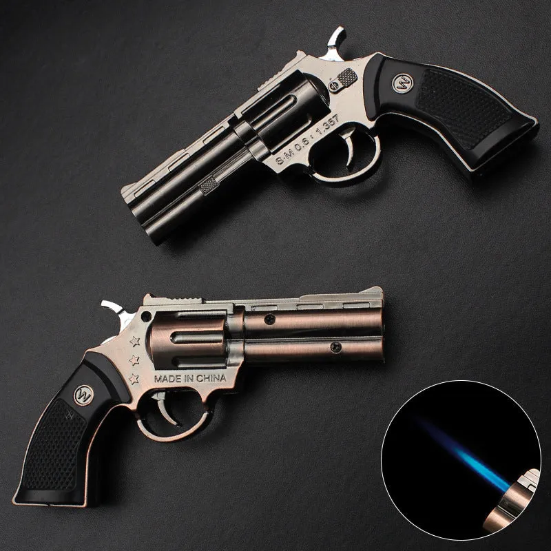 Inflatable windproof lighter metal butane refillable black colour direct flame