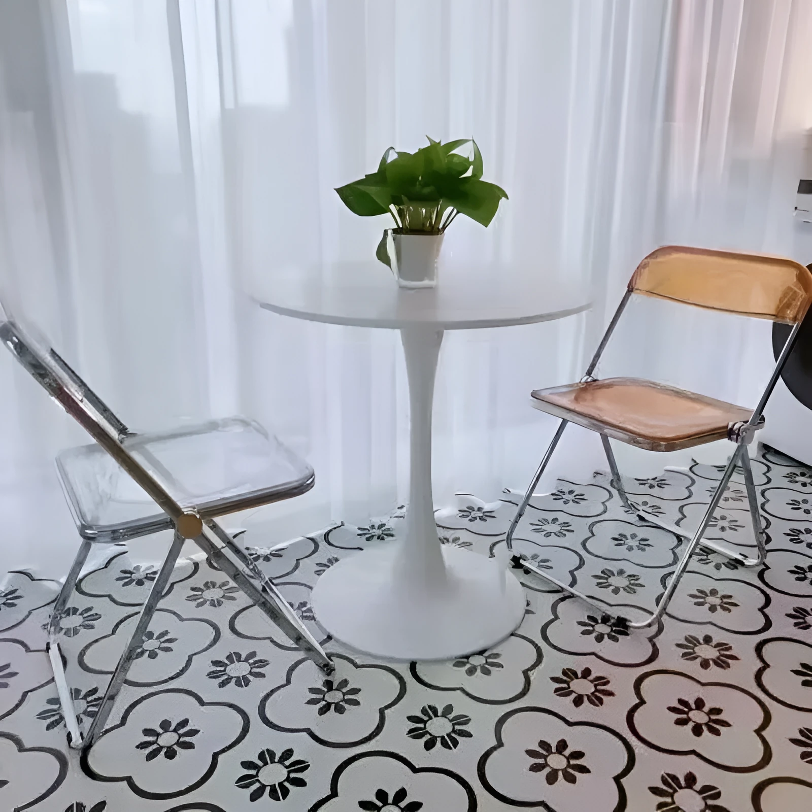 Modern artificial board coffee table Scandinavian style 60 cm white for reception area