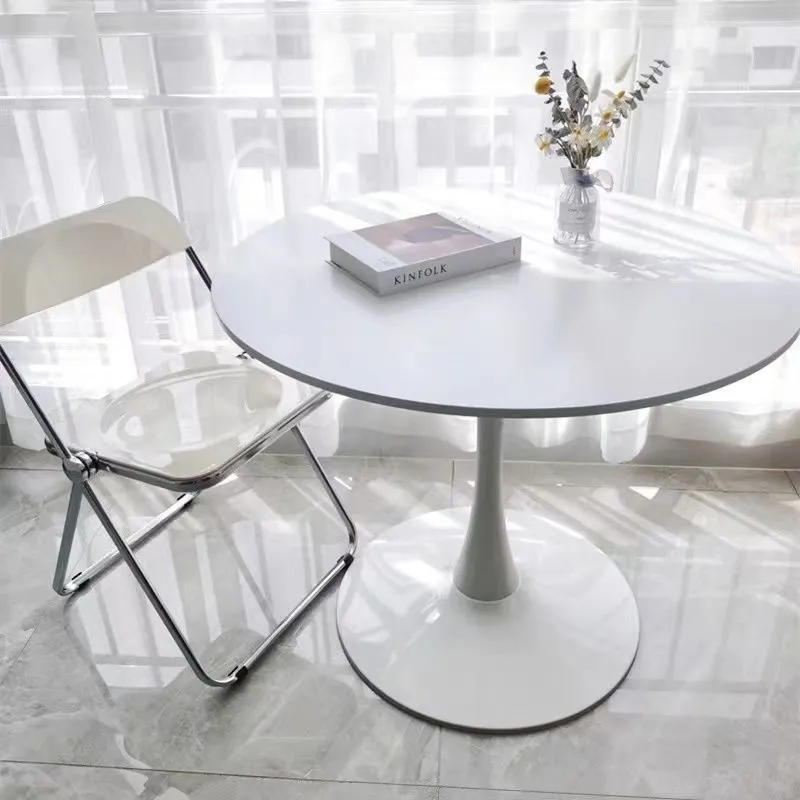 Modern artificial board coffee table Scandinavian style 60 cm white for reception area