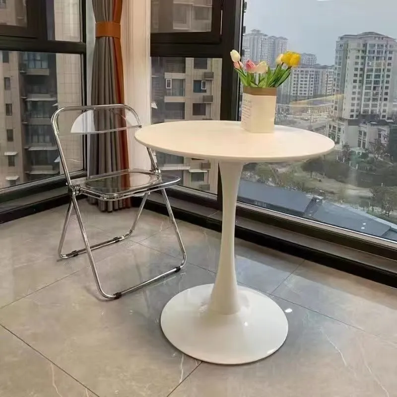 Modern artificial board coffee table Scandinavian style 60 cm white for reception area