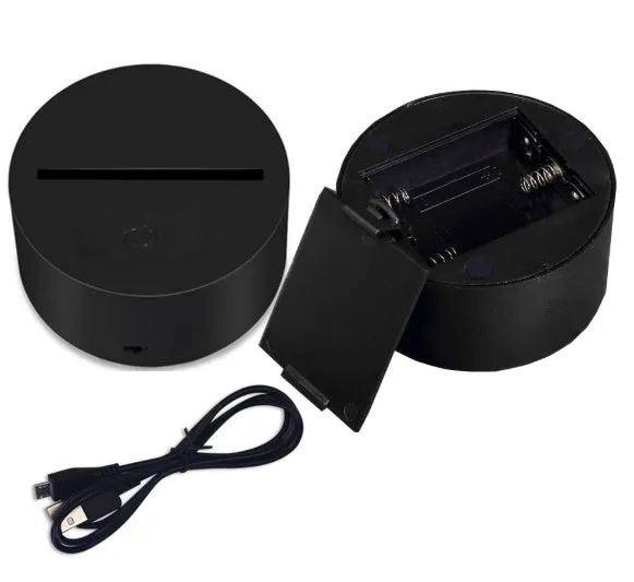 3D LED lamp with seven colour modes, touch and remote control, USB powered acrylic night light