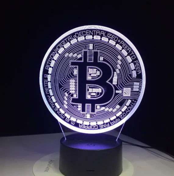 3D LED lamp with seven colour modes, touch and remote control, USB powered acrylic night light