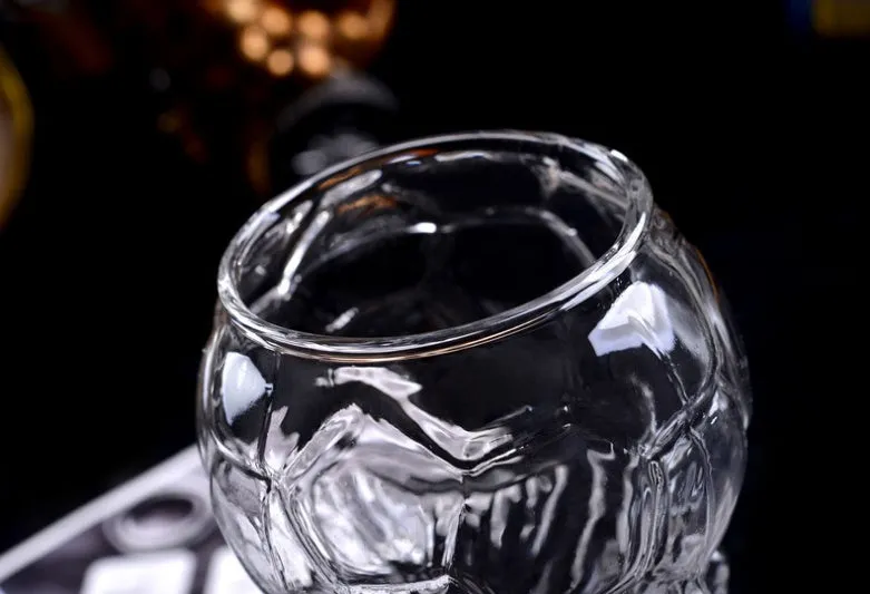 Hercules transparent glass beer cup shaped like a world cup trophy with 450ml capacity and 19cm height