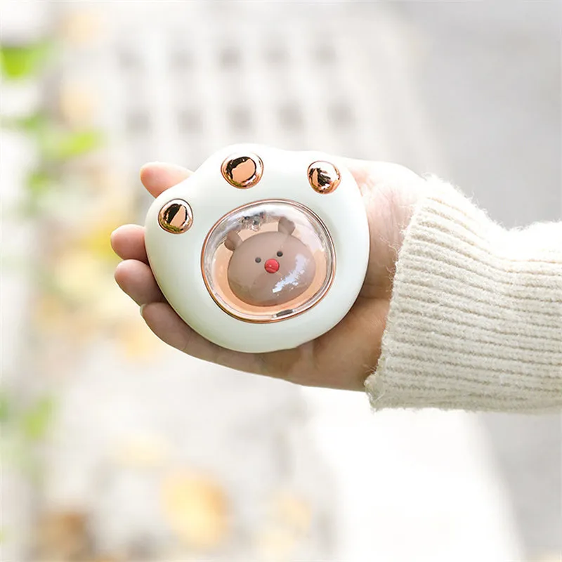 Mini USB rechargeable cat paw electric hand warmer in pink with two temperature settings