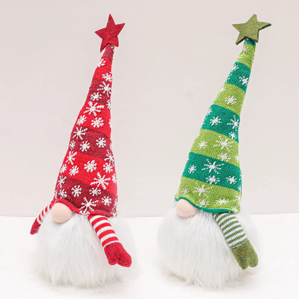 Christmas gnome faceless doll with red hat and long-hair beard, 41 cm tall, battery-operated light for home decor