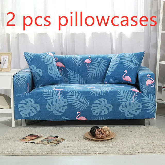 Elastic three-seat sofa cover in polyester blend fabric, stretched over a sofa, available in multiple colours A-J