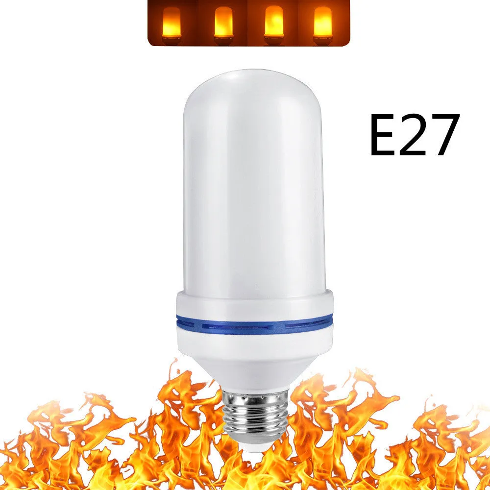 Simulation flame LED bulb with beating flame effect, three gear settings, E27 screw base, 7W, 1700K warm light, PC material construction.