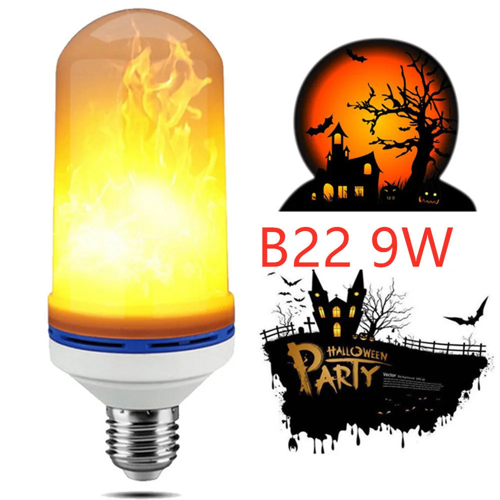 Simulation flame LED bulb with beating flame effect, three gear settings, E27 screw base, 7W, 1700K warm light, PC material construction.