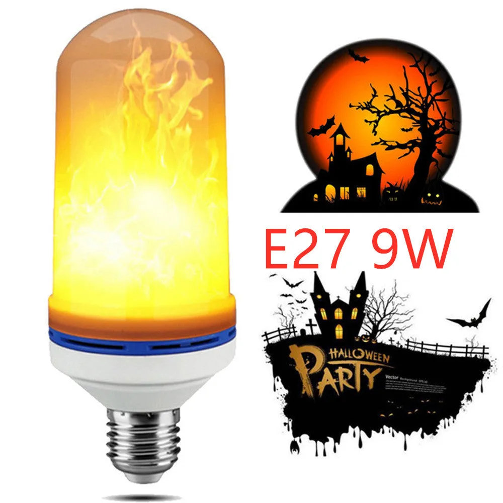 Simulation flame LED bulb with beating flame effect, three gear settings, E27 screw base, 7W, 1700K warm light, PC material construction.