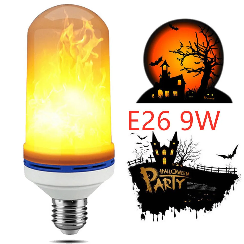 Simulation flame LED bulb with beating flame effect, three gear settings, E27 screw base, 7W, 1700K warm light, PC material construction.