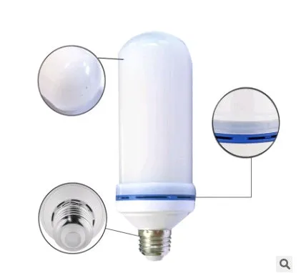 Simulation flame LED bulb with beating flame effect, three gear settings, E27 screw base, 7W, 1700K warm light, PC material construction.
