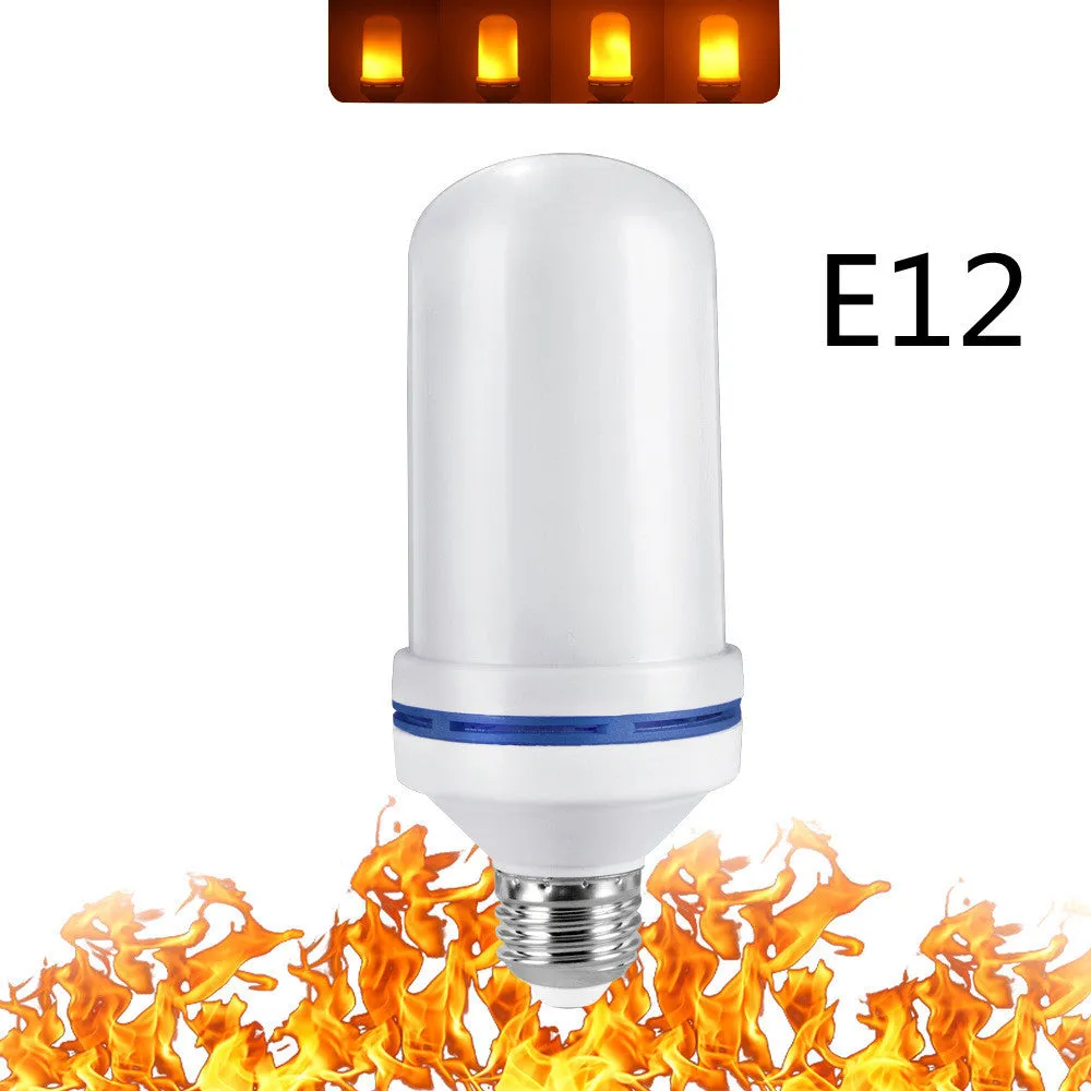 Simulation flame LED bulb with beating flame effect, three gear settings, E27 screw base, 7W, 1700K warm light, PC material construction.