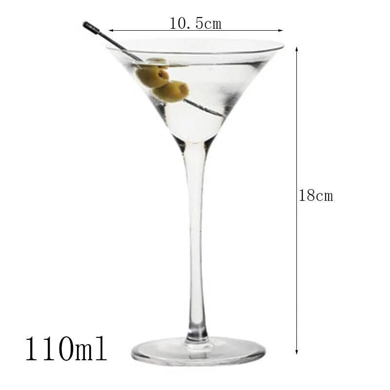 Transparent lead-free glass cocktail glass with seamless flat base and satin-board wall design