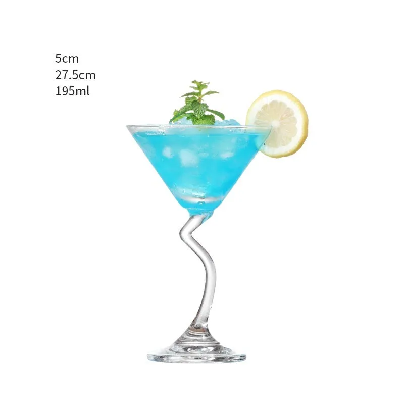 Transparent lead-free glass cocktail glass with seamless flat base and satin-board wall design