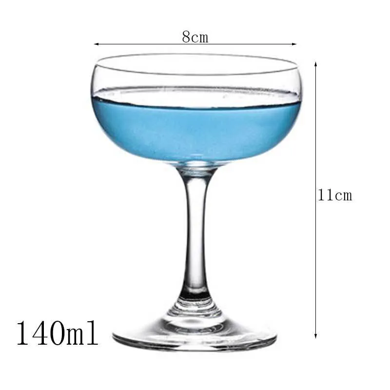 Transparent lead-free glass cocktail glass with seamless flat base and satin-board wall design
