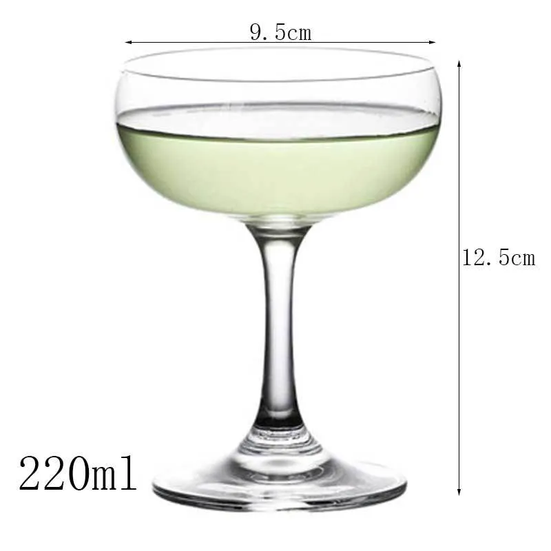 Transparent lead-free glass cocktail glass with seamless flat base and satin-board wall design