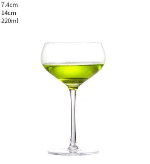 Transparent lead-free glass cocktail glass with seamless flat base and satin-board wall design