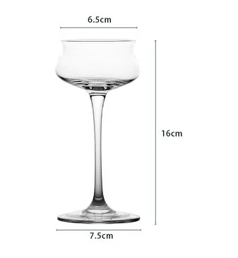 Transparent lead-free glass cocktail glass with seamless flat base and satin-board wall design