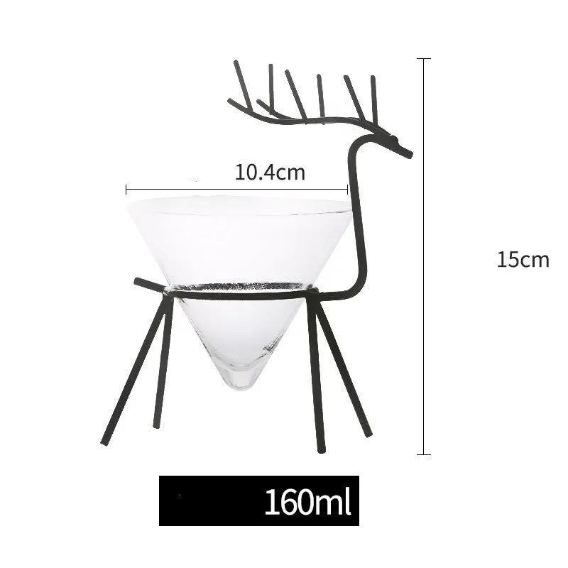 Transparent lead-free glass cocktail glass with seamless flat base and satin-board wall design