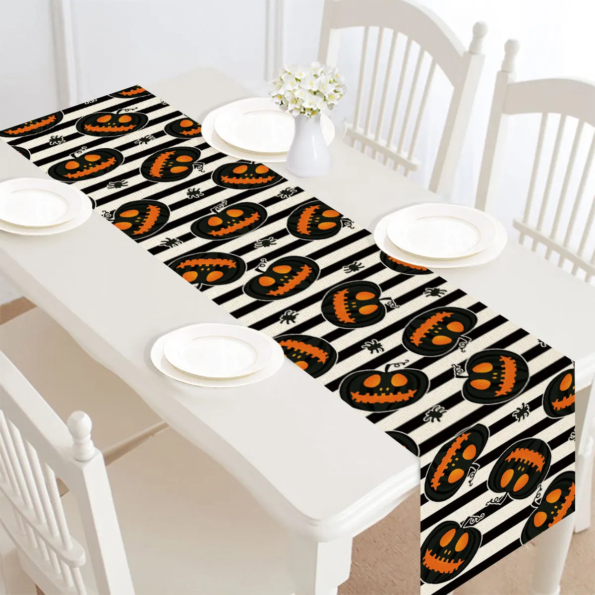 Halloween table runner 30x182 cm polyester linen style bunting with digital print pattern