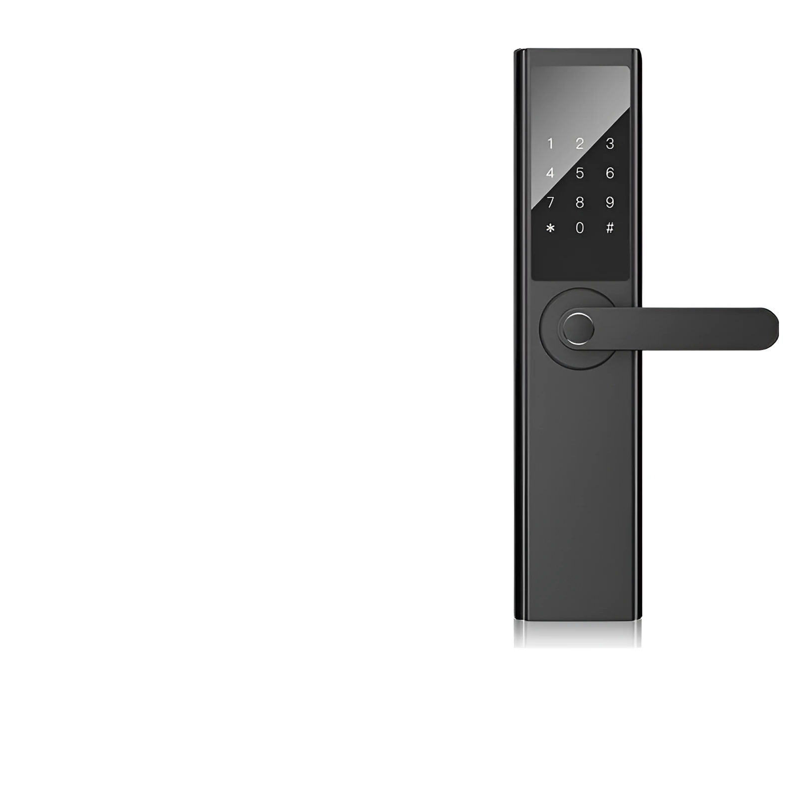 Home security door fingerprint lock with black finish and fingerprint sensor