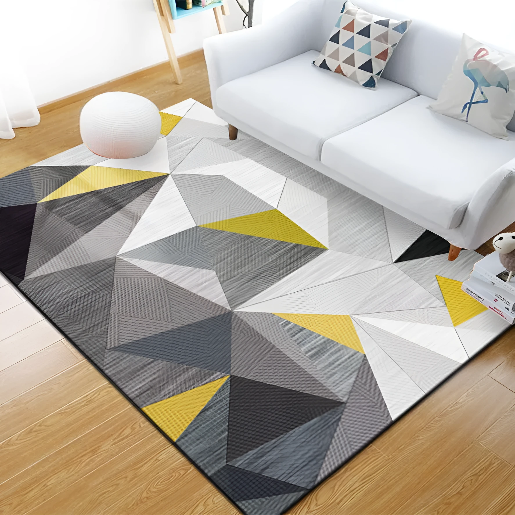 Modern minimalist Nordic style checkered carpet in rectangular shape, machine woven from polyester fibre, 40x60cm