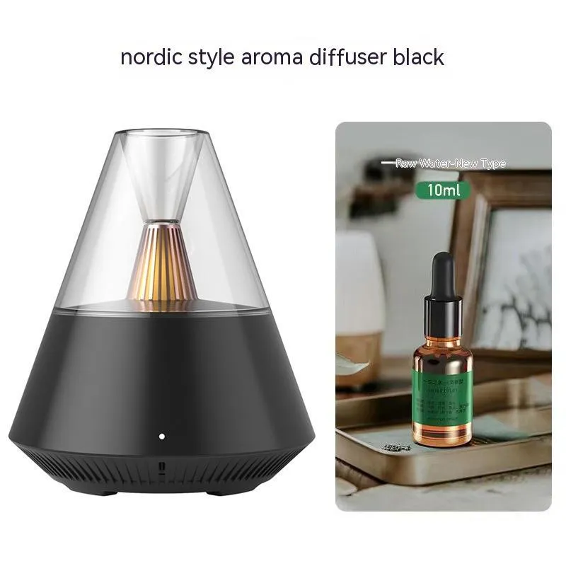 Mini USB aroma diffuser humidifier in Nordic style black with remote control and 120ml tank