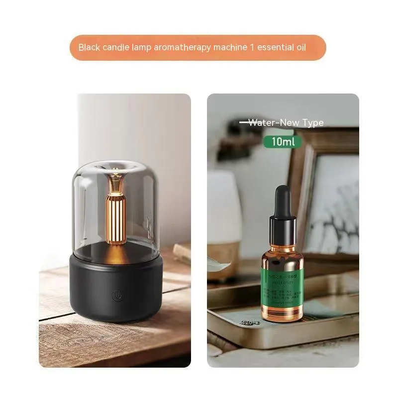 Mini USB aroma diffuser humidifier in Nordic style black with remote control and 120ml tank
