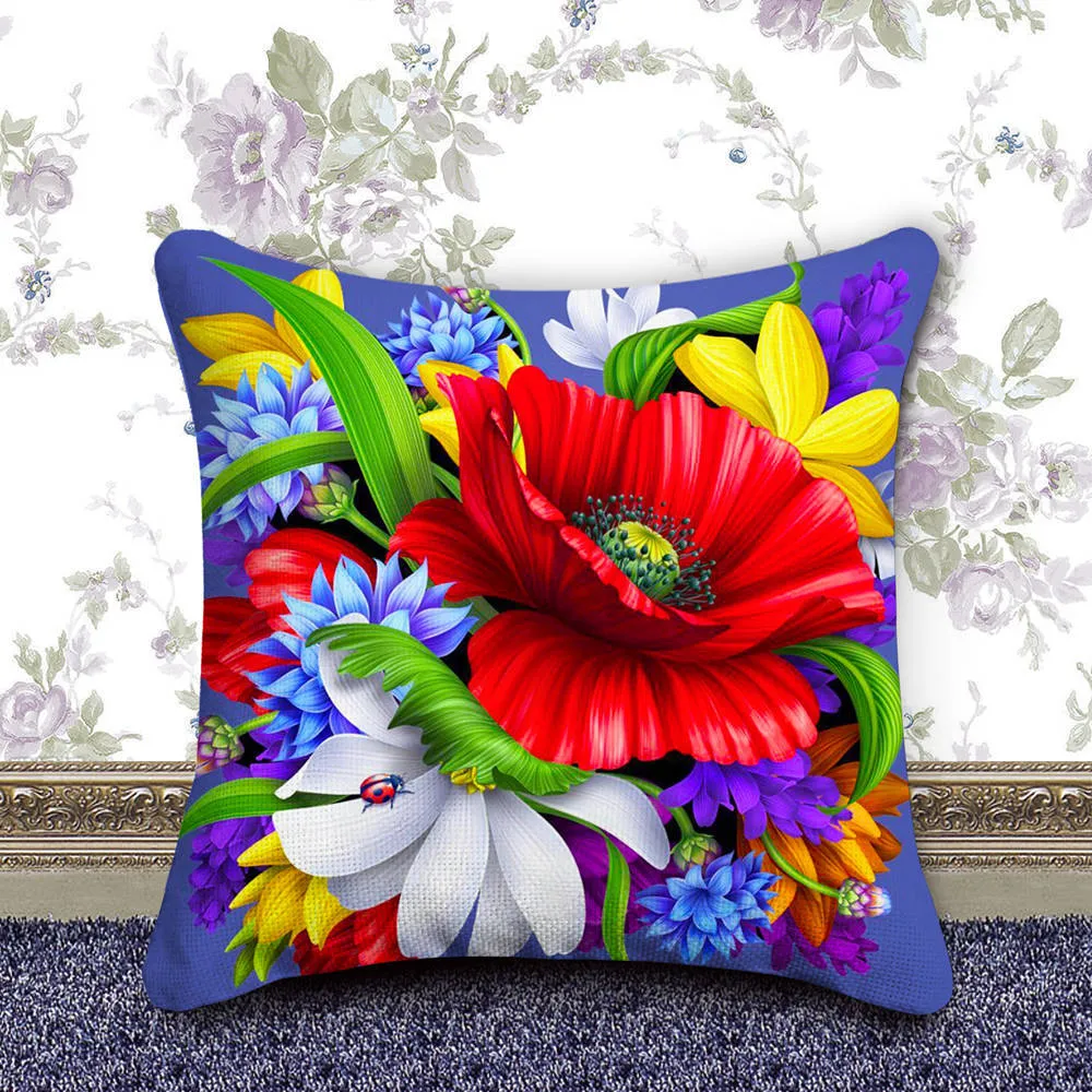 DIY full diamond drawing cotton pillowcase 40x40cm with resin diamonds and craft kit on white background