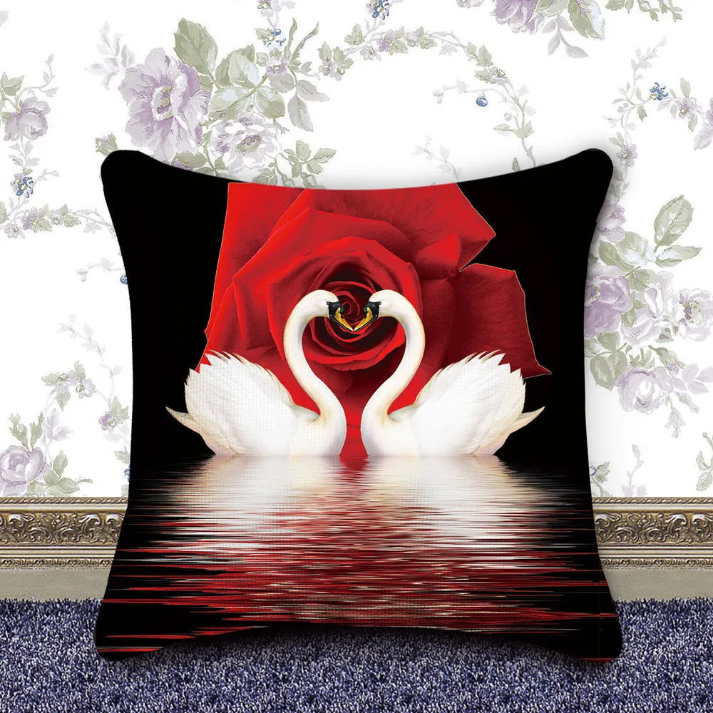 DIY full diamond drawing cotton pillowcase 40x40cm with resin diamonds and craft kit on white background