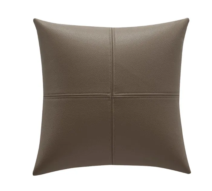 Solid colour soft cowhide leather pillow cover in a Nordic style, shown in a neutral tone.