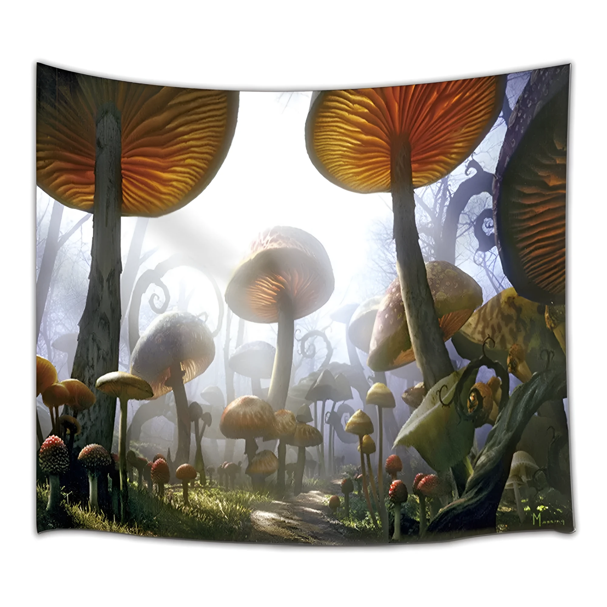 Printed yellow polyester tapestry wall hanging in 150x100cm size for dorm room decoration