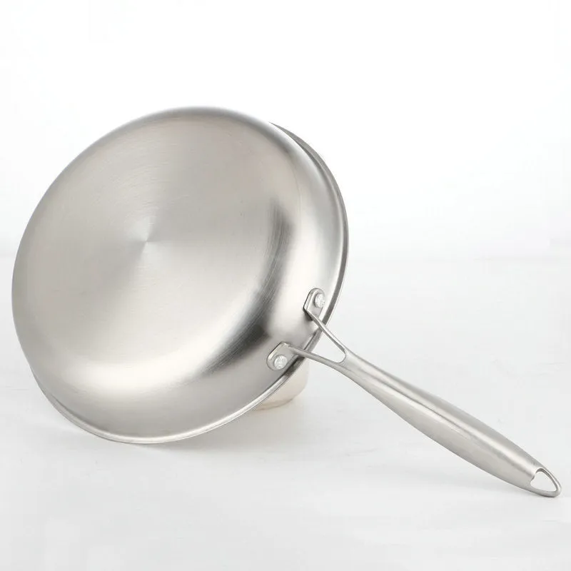 Stainless steel frying pan 26cm with flat base suitable for induction hob