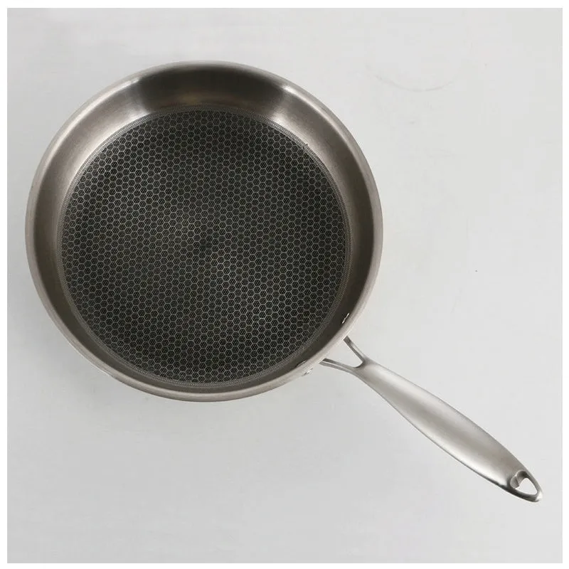 Stainless steel frying pan 26cm with flat base suitable for induction hob