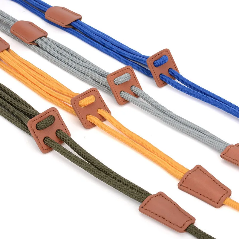 Monochrome chest-back dog leash in synthetic silk nylon and cowhide, 0.8 cm diameter and 143 cm length