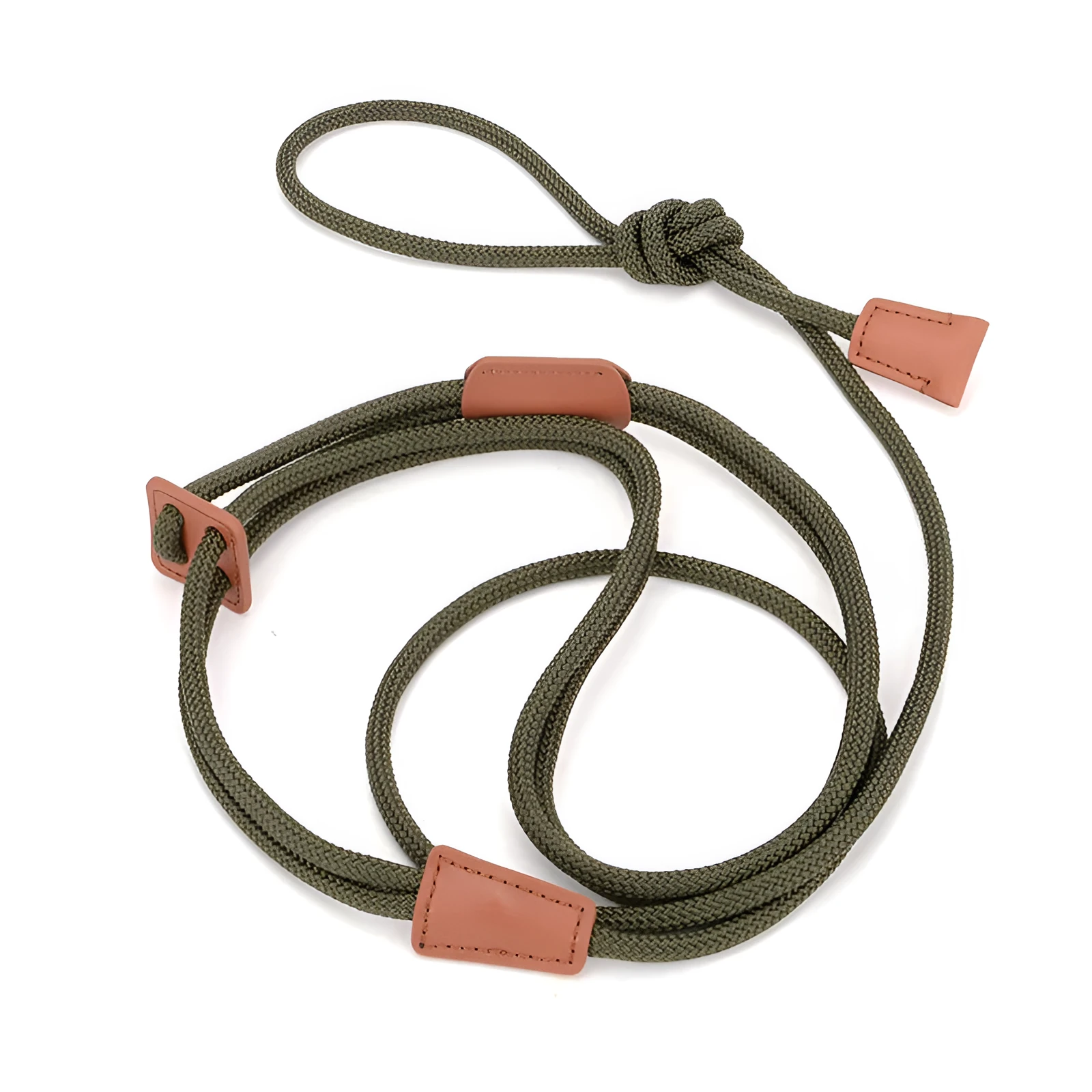 Monochrome chest-back dog leash in synthetic silk nylon and cowhide, 0.8 cm diameter and 143 cm length