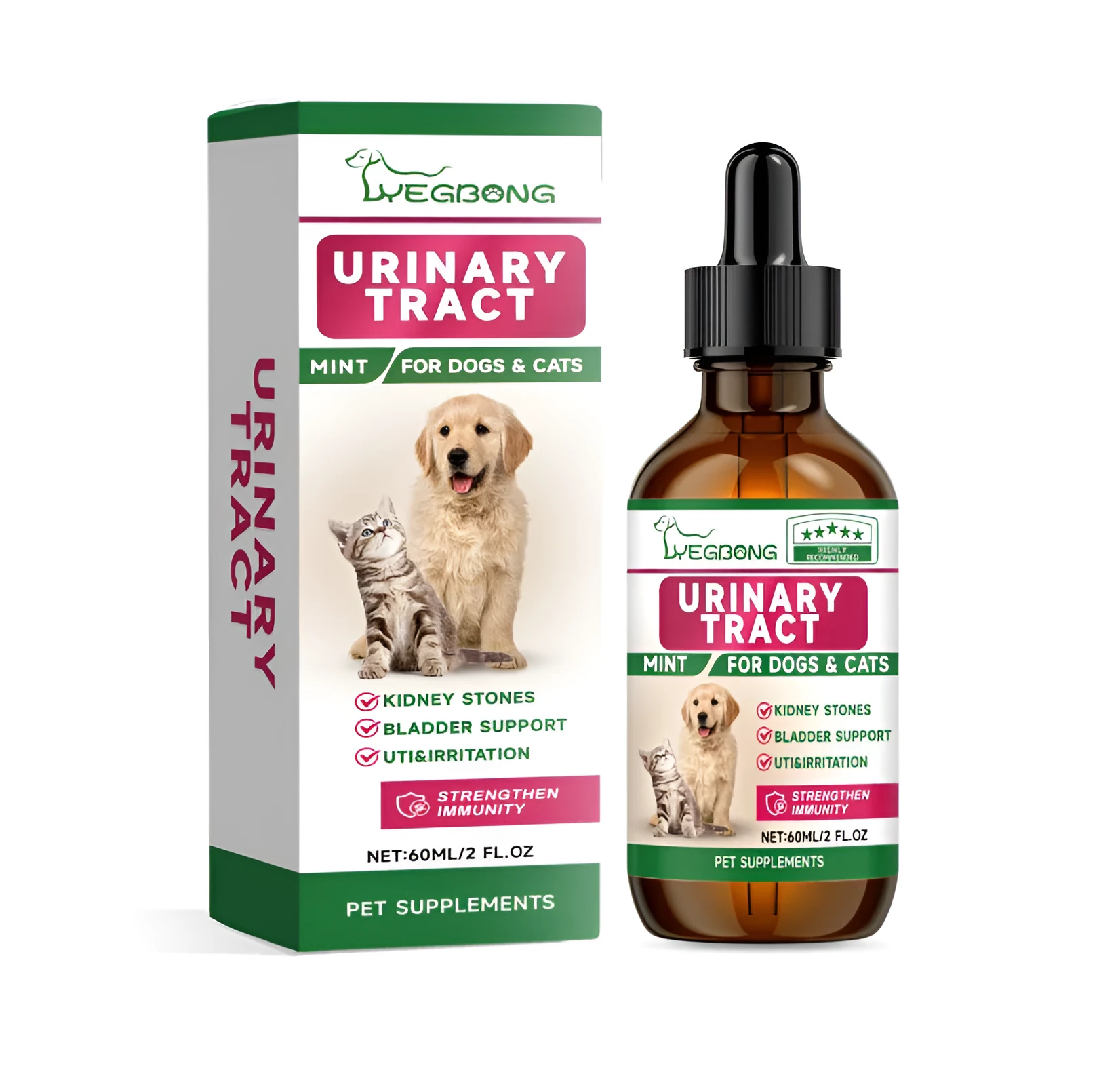 Pet oral care spray 60ml bottle with mint extract for dogs and cats dental hygiene