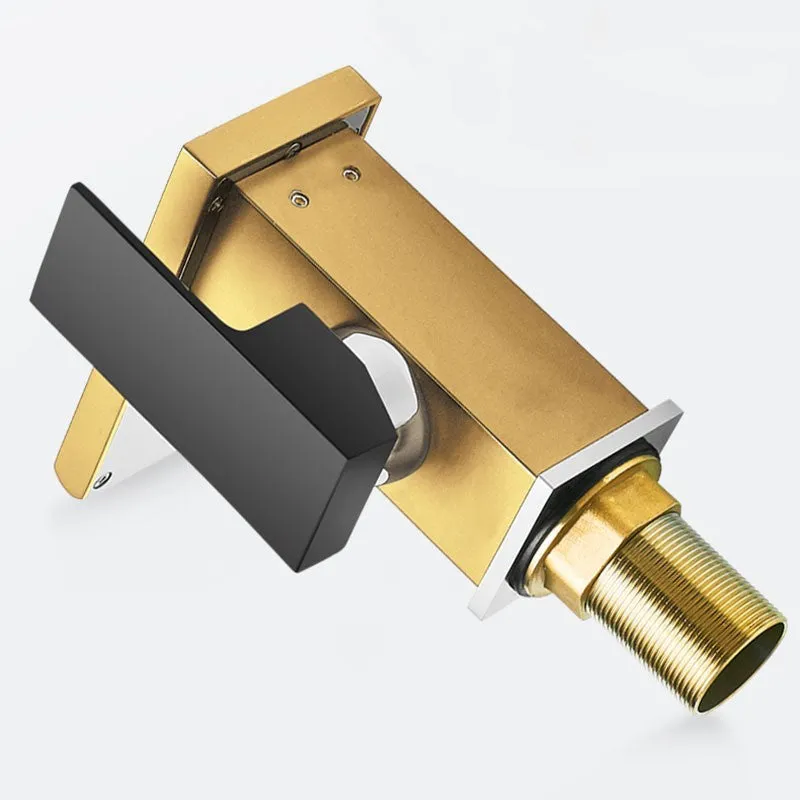 Waterfall basin faucet with chrome finish and induction sensor for hands-free bathroom use