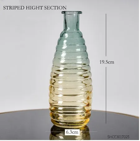 Colourful electroplated glass vase with thicker bottom, transparent finish, and bright gloss. Available in multiple sizes for home or hydroponic use.