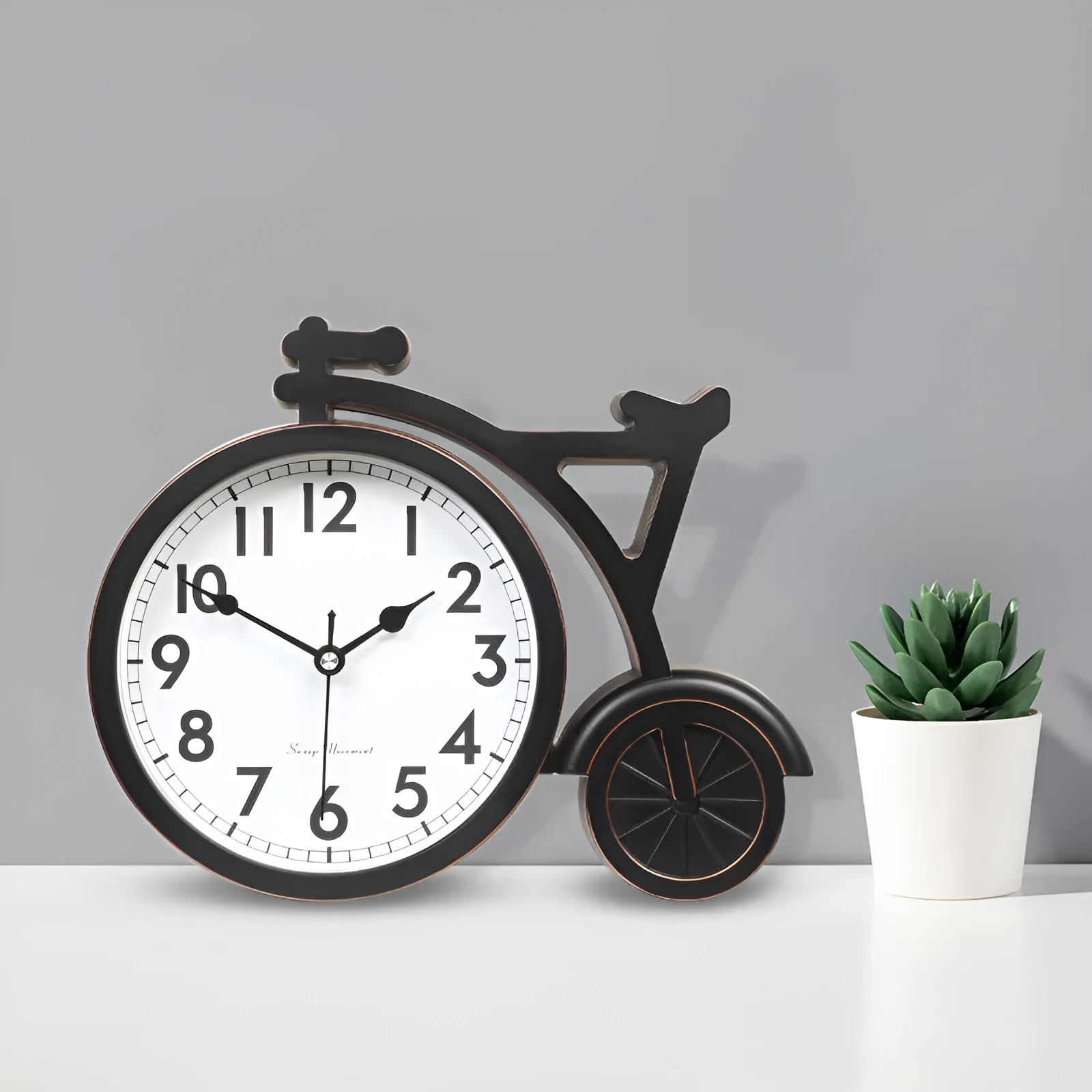 Modern art resin table clock in colour options black brown white for living room office desk decoration