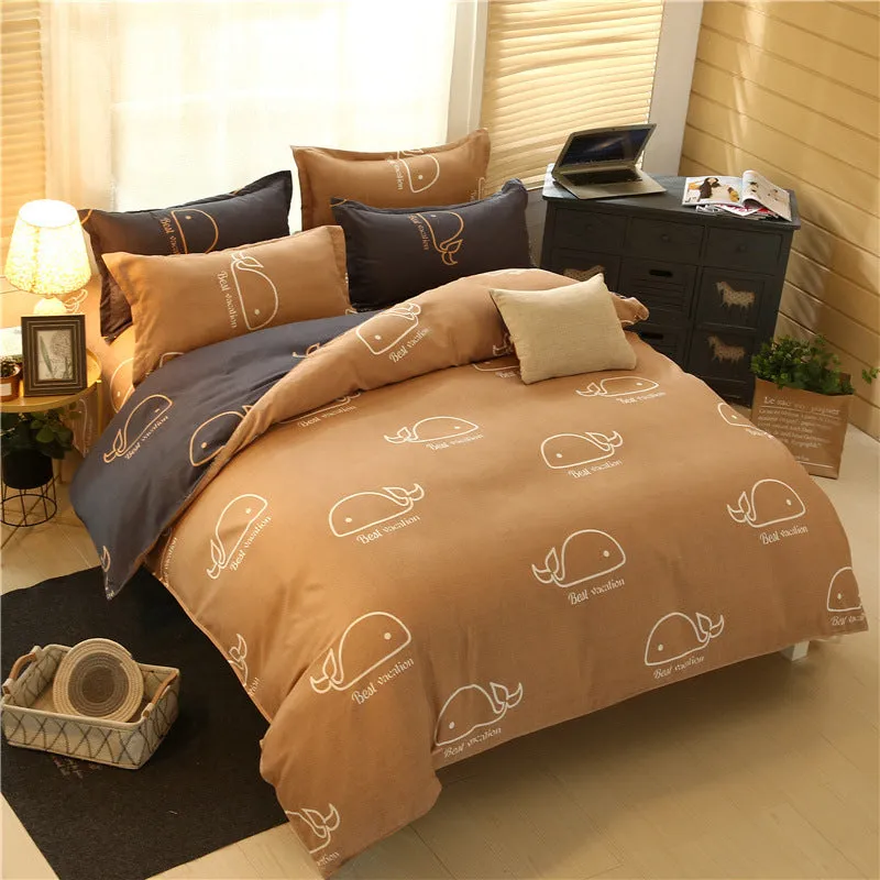 Flower print bedding set in Baby Bear pattern on a 2.0m bed with quilt cover and pillowcases